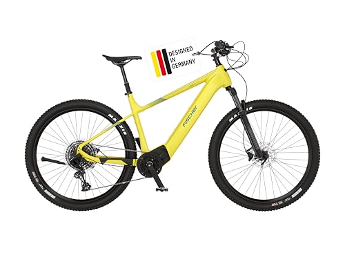 FISCHER E-Mountainbike MONTIS 8.0i, Elektrofahrrad für Damen und Herren, RH 49 cm, Mittelmotor 90 Nm, 36 V Akku, Gelb