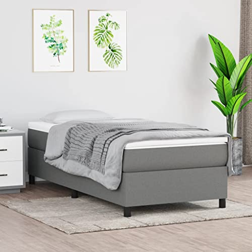 Prissent Boxspringbett 90x200 cm - Bettrahmen Polsterbett mit Stützbeinen Samt Bettgestell - Doppelbett für Schlafzimmer - Dunkelgrau