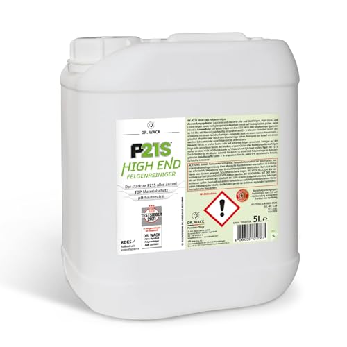 DR. WACK - P21S HIGH END Felgenreiniger 5 Liter - Felgen Spray mit Gel-Formel & Wirkindikator - Schnelle & schonende Reinigung - pH-hautneutral & biologisch abbaubar - Hochwertige Autopflege