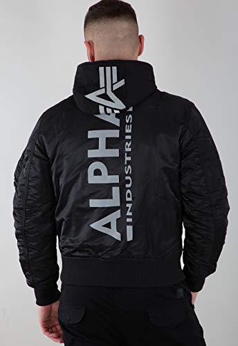 ALPHA INDUSTRIES Herren MA-1 ZH Back Print Bomberjacke, Black/Reflective, 2 XL