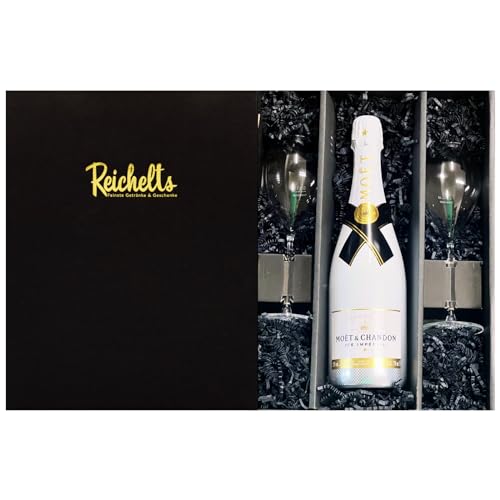 Moet & Chandon Ice Imperial Champagner 0,75 l 12% + 2 x Reichelts Champagnerglas als Geschenkset in Präsentbox by Reichelts | Das ideale Geschenk für Geburtstag, Hochzeit oder Einladung