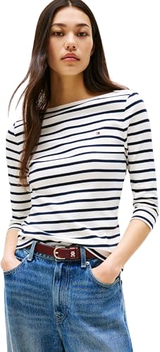 Tommy Hilfiger Damen Langarmshirt New Cody Slim U-Boot-Ausschnitt, Mehrfarbig (Breton/ECU/Dark Night Navy), XXL