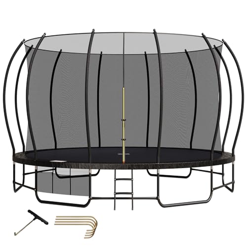 Devoko Trampolin Outdoor Ø228/305/366/427 cm, GS-Zertifikat, Mit verstärkten Beintraversen, Stabil, Robust und Belastbar, Einteilige Konstruktion für Kinder und Erwachsene