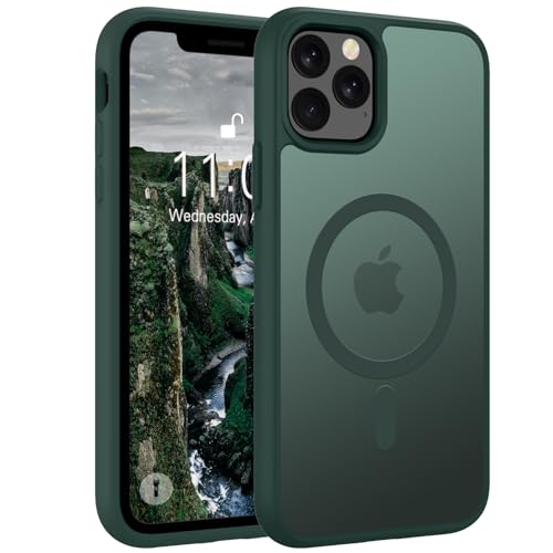 Andwing für iPhone 11 Pro Max Hülle Magnetisch [Kompatibel mit MagSafe] Matt Anti-Fingerprint Schutzhülle – Stoßfest Militärstandard (MIL-STD-810G), Ultradünn für iPhone 11 Pro Max.Grün