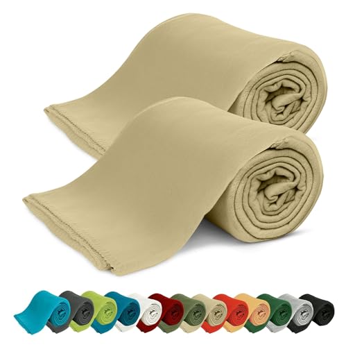 KiGATEX Fleecedecken 2er-Pack 130x160 cm – Weiche Kuscheldecken aus Polar Fleece – Oeko-TEX® Zertifiziert & pflegeleicht – Für Sofa, Bett, Garten & Haustiere – Sand