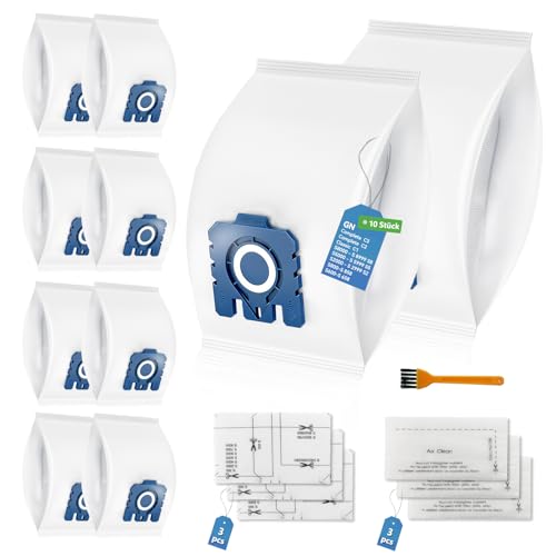 10 Stück Staubsaugerbeutel 3D Efficiency für Miele S8340, S8360, Complete C3, Classic C1, Hyclean GN & Pure Beutel, mit 3 Motorfilter & 3 Abluftfilter Ersatz Zubehör 9917730 12421130