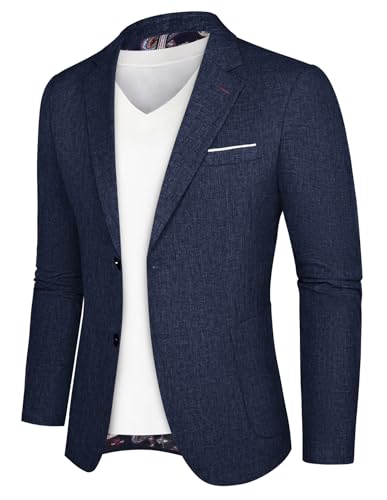 PJ PAUL JONES Sakko Herren Sportlich Freizeit Blazer Business Anzugjacke 2 Knöpfe Regular Fit Jackett (Marineblau, L)