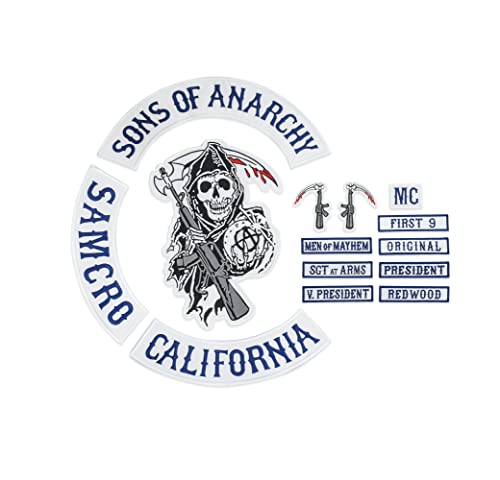 Sons of Patch Anarchy Biker Motorrad Rückenaufnäher zum Aufbügeln, große Größe bestickt