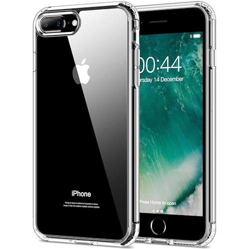 HOOMIL Crystal Clear Hülle für iPhone 7 Plus/iPhone 8 Plus, Anti Gelb Durchsichtig Handyhülle Stoßfest Schutzhülle - Transparent