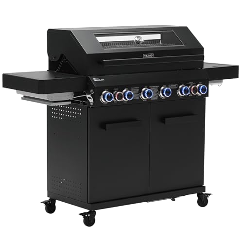 TAINO PLATINUM YAMARA DARK 6+2 Gasgrill Stahl 6 Brenner Keramik Sear-Burner Keramik Backburner Piezo-Zündung Grillrost Gusseisen