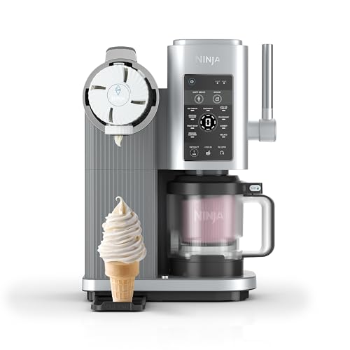 Ninja Swirl by CREAMi Softeis- & Eismaschine mit 2 Behältern, 13 Funktionen, Maschine für Eiscreme, Softeis, Gelato, Sorbet, Milchshakes und mehr, Option für Extras, Platinsilber, NC701EU