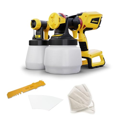 WAGNER Akku-Farbsprühsystem W 600 FLEXiO 18V (Akku und Ladegerät sind Nicht im Lieferumfang enthalten) für Wand- und Latexfarben, Lacke & Lasuren, Behälter 1300 ml + 800 ml