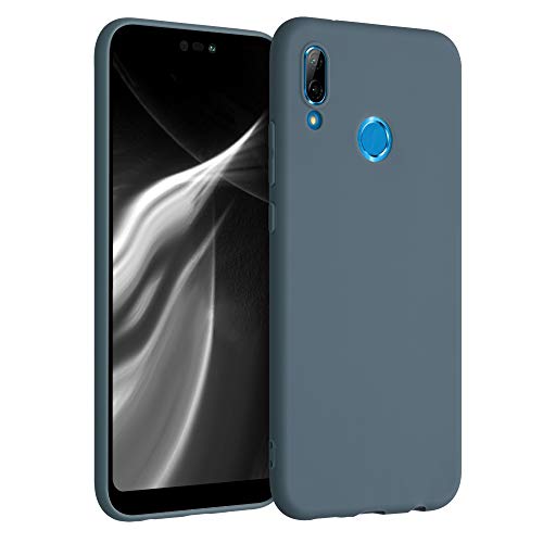 kwmobile Hülle kompatibel mit Huawei P20 Lite Hülle - weiches TPU Silikon Case - Cover geeignet für kabelloses Laden - Dunkler Schiefer