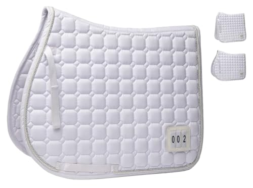 NETPROSHOP Turnier Schabracke Stockholm Dressur oder VS Weiss Gr. Pony oder Full mit Sichtfenster für Startnummer, Groesse:Full, Farbe:Vielseitigkeit