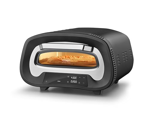 CASO PizzaChef 430° - Pizzaofen, 80-430°C, 8 Automatikprogramme, Cordierit Pizzastein (33x33cm), einstellbare Heizelemente, Innenraumbeleuchtung, Timer, Edelstahl-Design