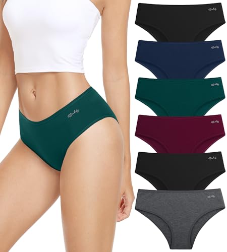anqier Unterhosen Damen, 6er Pack Baumwolle Panties Atmungsaktiv Slips Damen Bequeme Hipster Frauen Unterwäsche