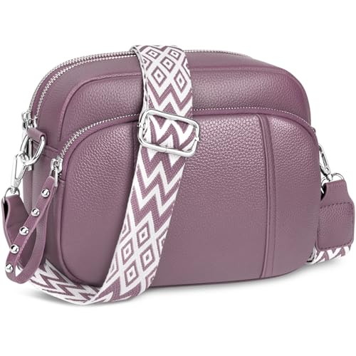 JUYANO Crossbody Bag Damen Handtasche Umhängetasche Leder, Kleine, mit Breitem Gurt, Stylisch, mit Kartenschlitz, Abnehmbar, Schultergurt