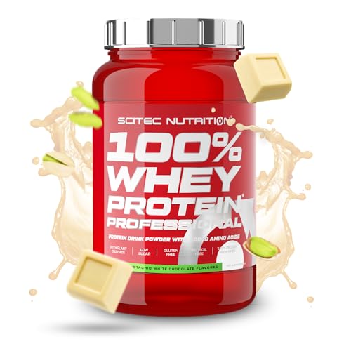 Scitec Nutrition 100% Whey Protein Professional - Angereichert mit zusätzlichen Aminosäuren und Verdauungsenzymen - Glutenfrei - Palmölfrei, 920 g, Pistazie-Weiße Schokolade