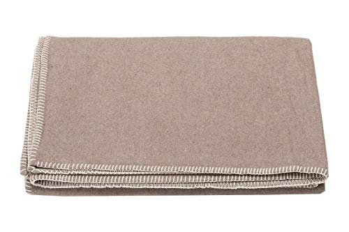 Decke aus Baumwolle 140 x 200 cm Kuscheldecke mit Zierstich weich, schlamm