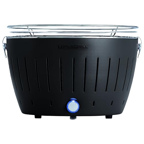 LotusGrill Classic Anthrazitgrau G340 der raucharme Holzkohlegrill/Tischgrill mit USB-Anschluß