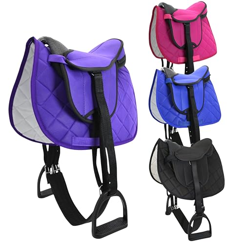 PFIFF 103120 Sattelset „Pro“ für Spiel- oder Holzpferde, Komplettset für Kinder, Kindersattel, Spielsattel, Set in Einheitsgröße, Lila