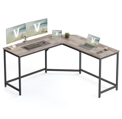 VASAGLE Eckschreibtisch, L-förmiger Computertisch, 149 x 149 x 76 cm, platzsparender Bürotisch, Homeoffice, Gaming, Greige meliert-tintenschwarz LWD073B02