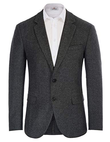 PJ PAUL JONES Herren Sakko Blazer Spitzenrevers 2 Knöpfe Regular Fit Business Sakko (Dunkelgrau, L)