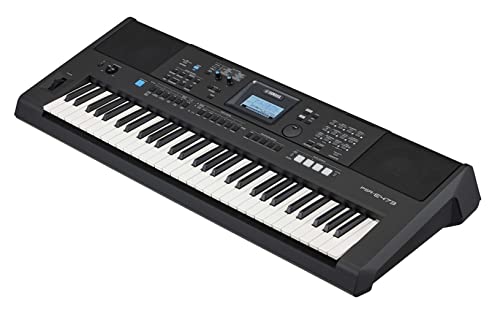 Yamaha PSR-E473 Digital Keyboard - Einsteiger-Tastatur mit 61 berührungsempfindlichen Tasten, Gutschein für 2 Online-Unterricht von der Yamaha Music School, in Schwarz, 136 x 404 x 992 Millimeter