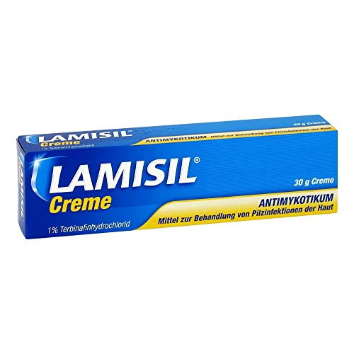 Lamisil Creme, 1% Terbinafinhydrochlorid, effektive Hilfe bei Fußpilz zwischen den Zehen, 30 g