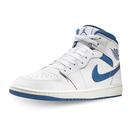 Nike Herren Air Jordan 1 Mid SE, White Industrail Blue Sail, 44.5 EU