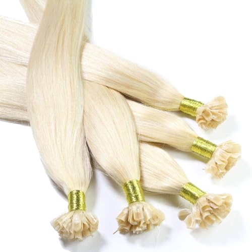 hair2heart Bonding Extensions Echthaar glatt 10/0 Hell-Lichtblond - 25 Strähnen 0.5g 30cm, Echthaar Extensions für langanhaltende Haarverlängerung