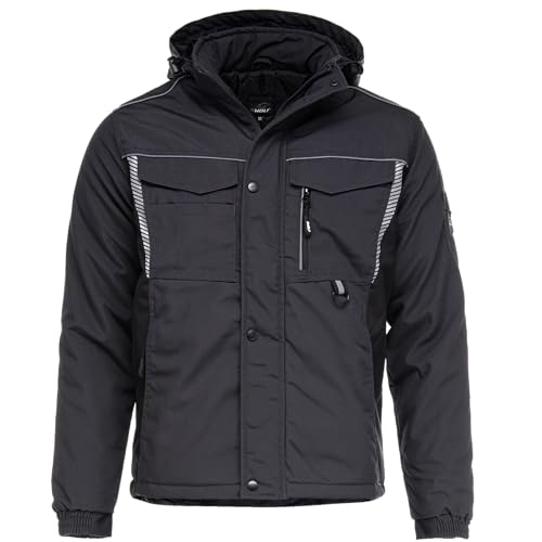 BWOLF DRIFT ICE Arbeitsjacke Herren Winter Arbeitsjacke Herren Wasserdicht Reflektierende Jacke Herren (DE/NL/SE/PL, Alphanumerisch, XL, Regular, Regular, Grau/Schwarz)