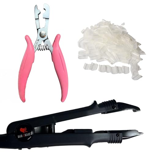 hair2heart Rebonding Set: Professionelles Haarverlängerungs-Kit mit Extensions Wärmezange, Keratin-Rebonds und Bonding Zange