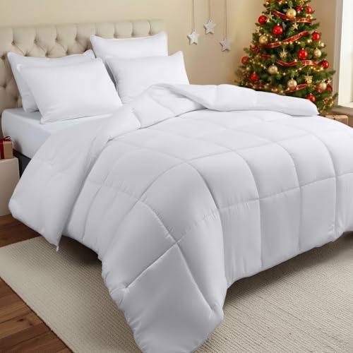 Utopia Bedding Bettdecke 135 x 200 cm, Ganzjahresbettdecke 280 GSM Füllung, Mikrofaser Steppdecke (weiß)