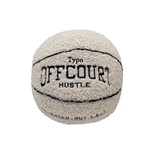 Herfair 3D Offcourt Basketball Kissen 25CM Basketball Pillow Weiches Basketball Plüschball Deko Zimmer Basketball Geschenke Für Jungen Mädchen (weiß)