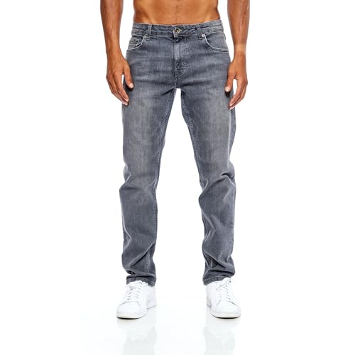 JEEL Herren-Jeans - Regular-Fit Straight-Cut - Stretch - Jeans-Hose Basic Washed 04-Grau 34W / 32L