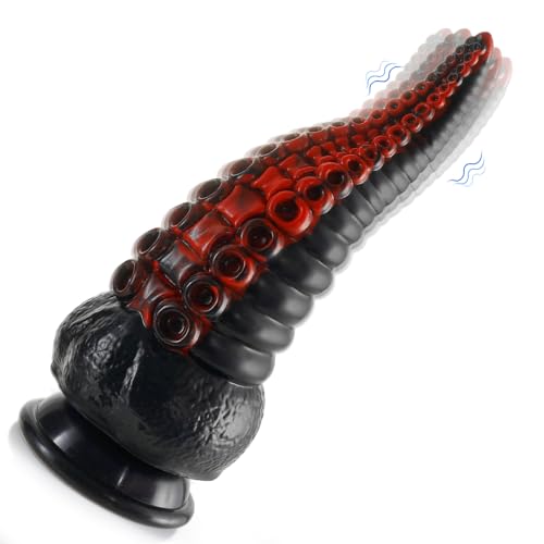 Shkanla Tentakle Dildo Vibrator, Silikon G-Punkt Vibratoren mit 10 Vibrationsmodi, Realistische Analdildo mit Saugnäpfen, Großes Buttplug Farbmischung Sexspielzeug für Damen und Herren