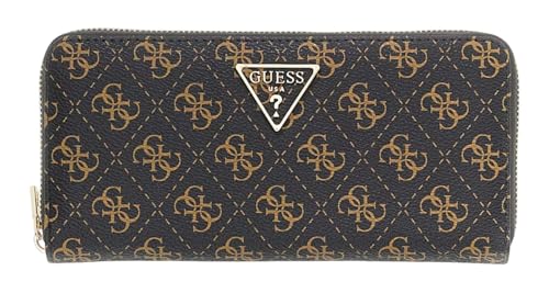 GUESS Geldbörse Laurel II SLG Large Zip Around Wallet Brown Logo Dunkelbraun