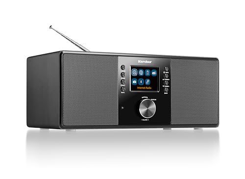 Karcher DAB 7000i - Stereo Internetradio (DAB+ / UKW, WLAN und Bluetooth, Farbdisplay, USB, AUX-In, 14 Watt, Wecker, Kopfhöreranschluss, Digitalradio inkl. Fernbedienung, schwarz)