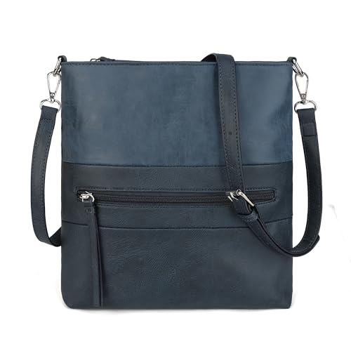 Gladdon Schultertasche Damen aus PU Leder, Leichte Umhängetasche mit Fronttasche & verstellbarem Schultergurt