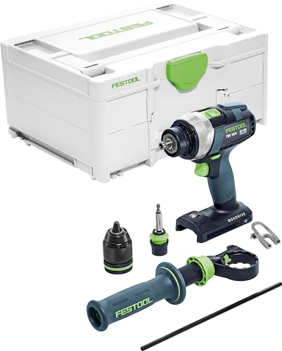 Festool Akku-Bohrschrauber TDC 18/4 I-Basic QUADRIVE (mit Werkzeugfutter, Magnet-Bithalter, FastFix Schnellspannbohrfutter, Zusatzhandgriff, Bit, Gürtelclip), im Systainer