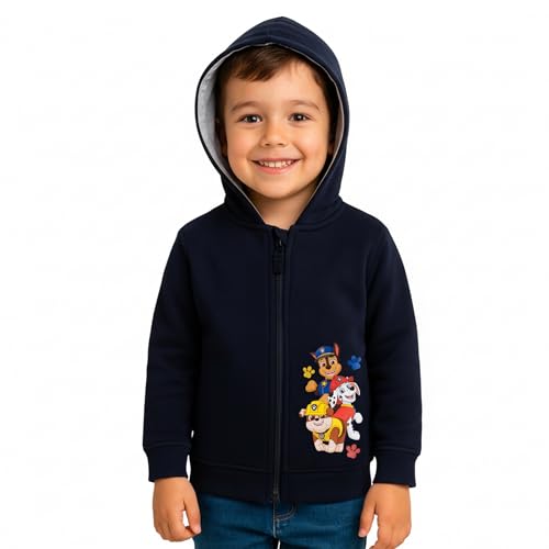 United Labels Paw Patrol Sweatjacke mit Kapuze für Jungen, Dunkelblau, 110-116, Kapuzenpullover mit Reißverschluss, Hoodie Kapuzenjacke für Kinder