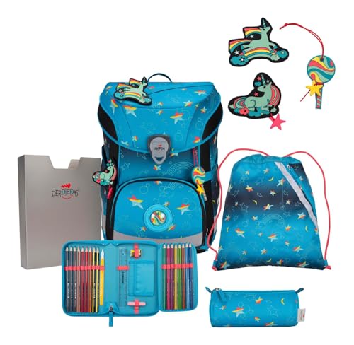 DerDieDas ErgoFlex Easy Exklusiv LED Schulranzenset 5-teilig Rainbow Star