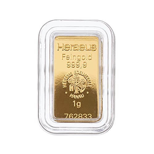Goldbarren 1g in hochwertiger Kapsel - Tolle Geschenkidee - Feingold 999.9 (1g Heraeus)