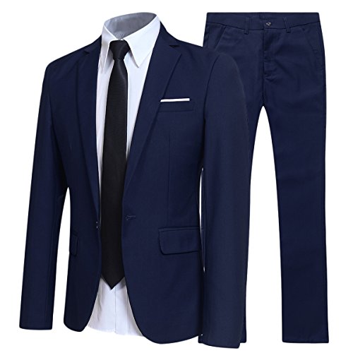 Allthemen Anzug Herren Anzüge Slim Fit 2 Teilig für Business Herrenanzug Sakko Hose Marineblau 3XL