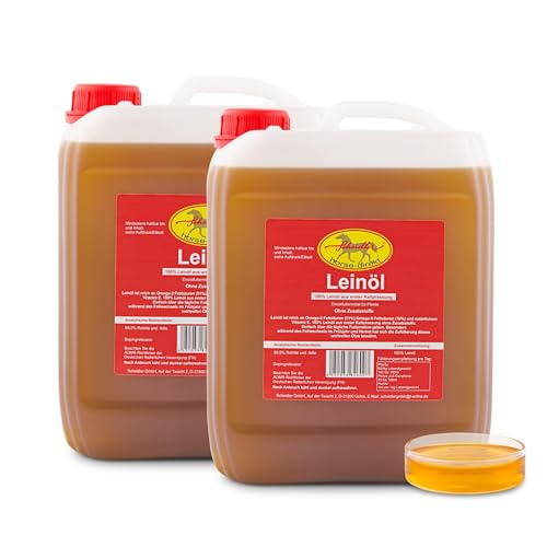 Scheidler horse-direkt Leinöl Pferde 10L - 2 x 5L für Hunde & Katzen im Kanister - Leinsamenöl Kaltgepresst Zum Barfen Fürs Tier - Natürlicher Futterzusatz