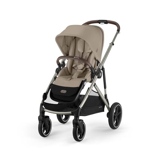 CYBEX Gold Kinderwagen GAZELLE S, Ab Geburt bis ca. 4 Jahre, Max. 22 kg (Single-Modus) / 2x 22 kg (Duo-Modus), All-in-1-System mit 20+ Konfigurationen, Almond Beige
