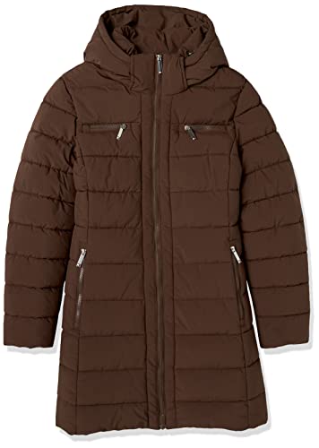 Tommy Hilfiger Damen Solid Long Puffer Untrimmed Hood Long Jacket Brown Medium, Braun, M