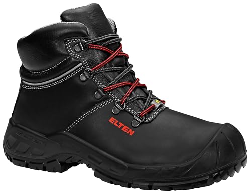 ELTEN Sicherheitsschuhe Renzo Mid ESD S3, Damen und Herren, Leder, Stahlkappe, leicht, robust 43, Schwarz