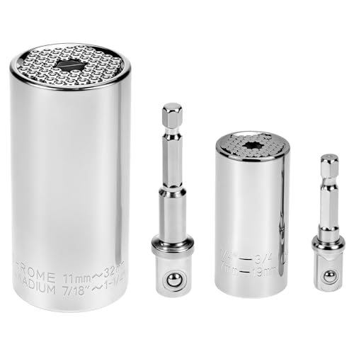 QWORK® 4 Pcs Universal Steckschlüssel, Nuss Steckschlüssel, Steckschlüsselsatz, 11–32 mm, 7–19 mm